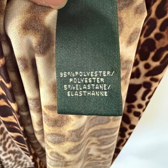 Lauren Ralph Lauren Animal print Stretch Ruching Flattering Cocktail Dress Sz.14 - Picture 9 of 9